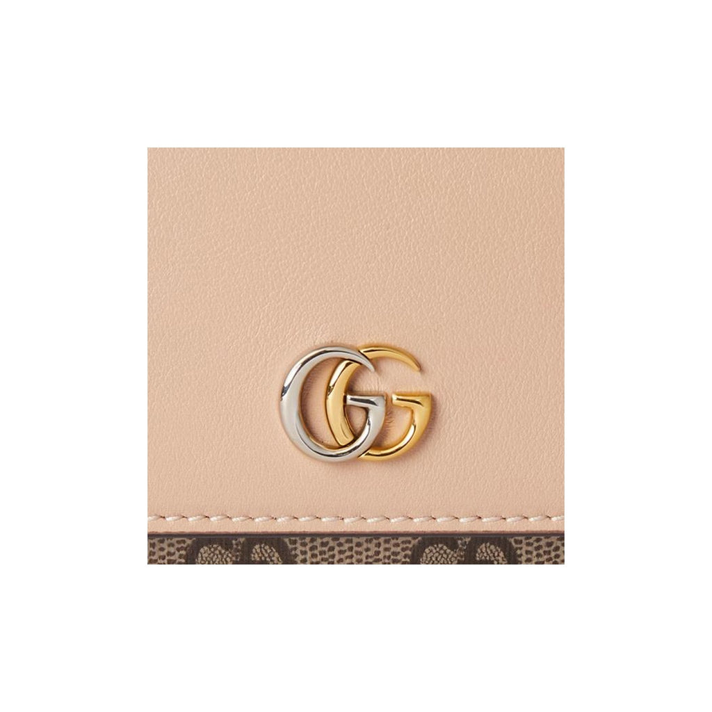 GUCCI GG Marmont Women's Beige & Ebony Supreme Canvas Snap Wallet | 790067