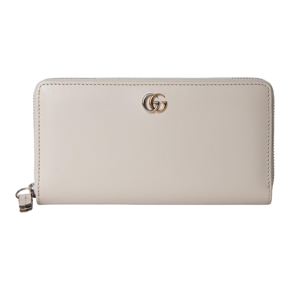 GUCCI GG Marmont Women's Light Gray Soft Leather Zip Wallet | 790057