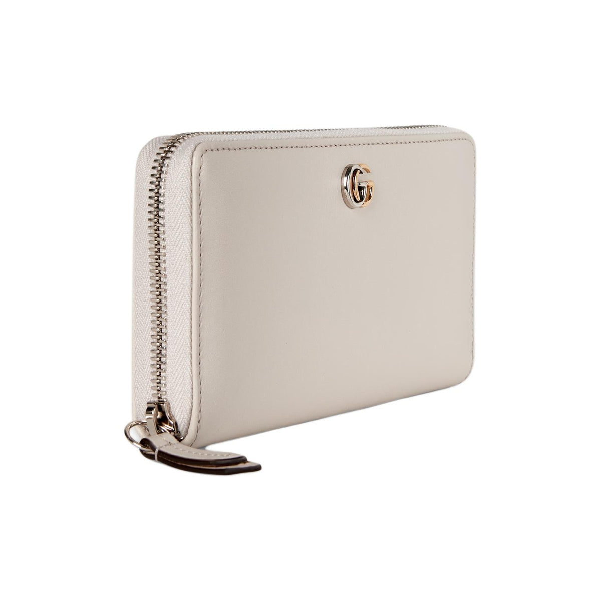 GUCCI GG Marmont Women's Light Gray Soft Leather Zip Wallet | 790057