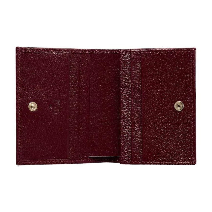 GUCCI Ophidia Women's Beige & Dark Brown Leather & Canvas Card Holder | 838486