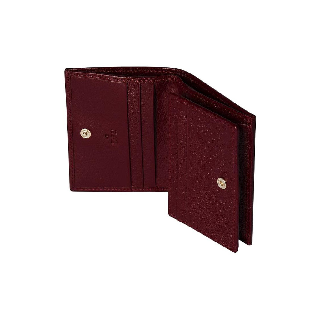 GUCCI Ophidia Women's Beige & Dark Brown Leather & Canvas Card Holder | 838486