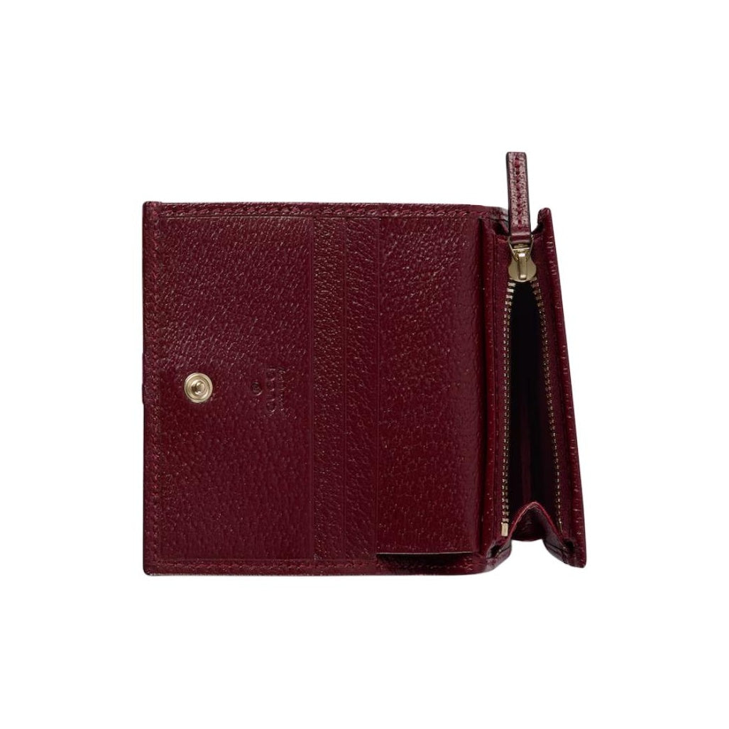GUCCI Ophidia Women's Beige & Dark Brown Leather & Canvas Card Holder | 838486