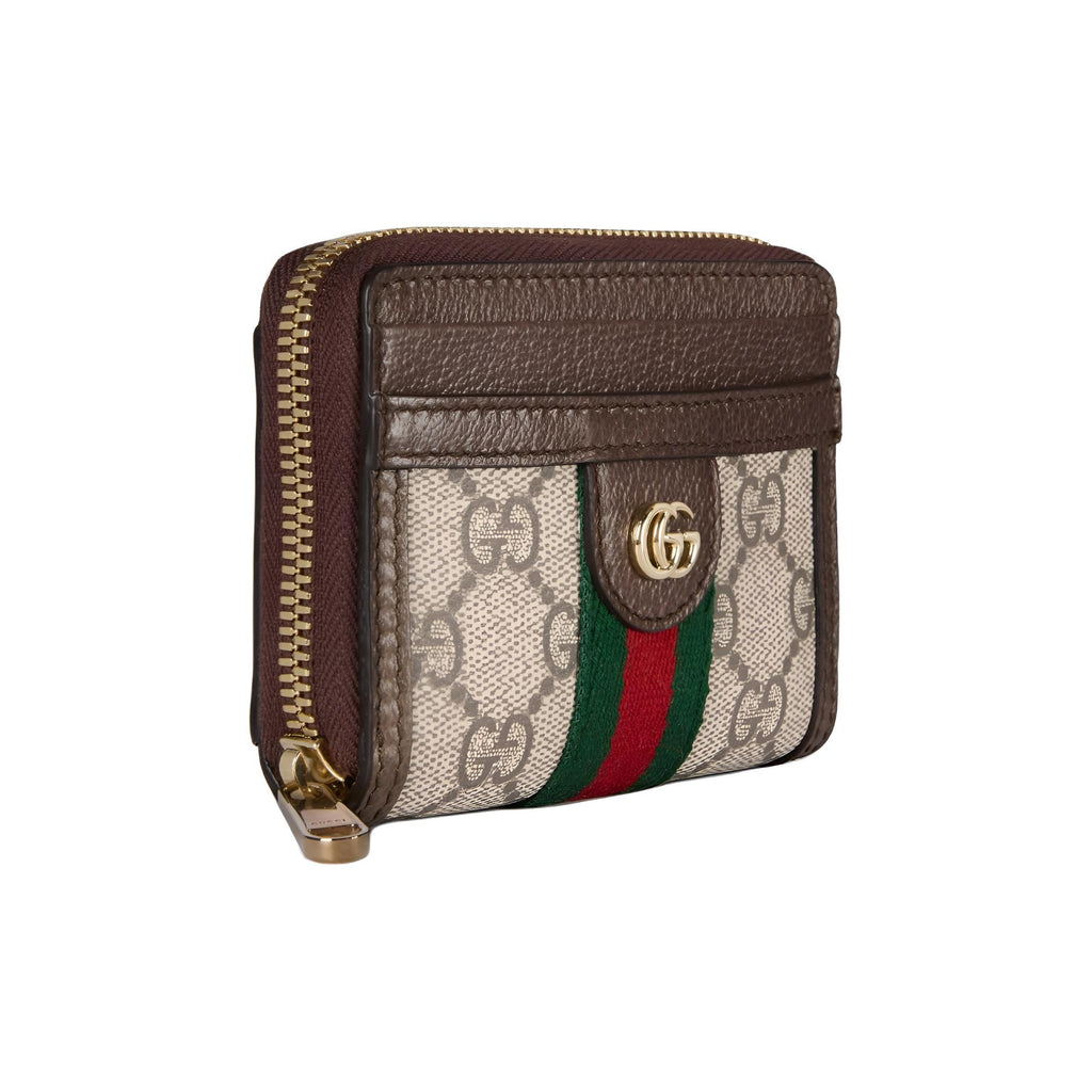 GUCCI Ophidia Women's Beige & Brown Canvas Coin Purse with Double G | 838489