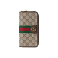 GUCCI Ophidia GG Men's Beige-Brown Canvas & Leather Long Zip Wallet | 838619