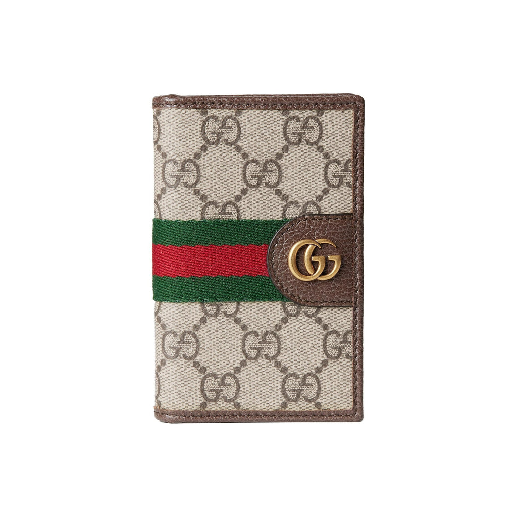 GUCCI Ophidia Men's Beige & Dark Brown Coated Fabric Long Card Holder | 834691