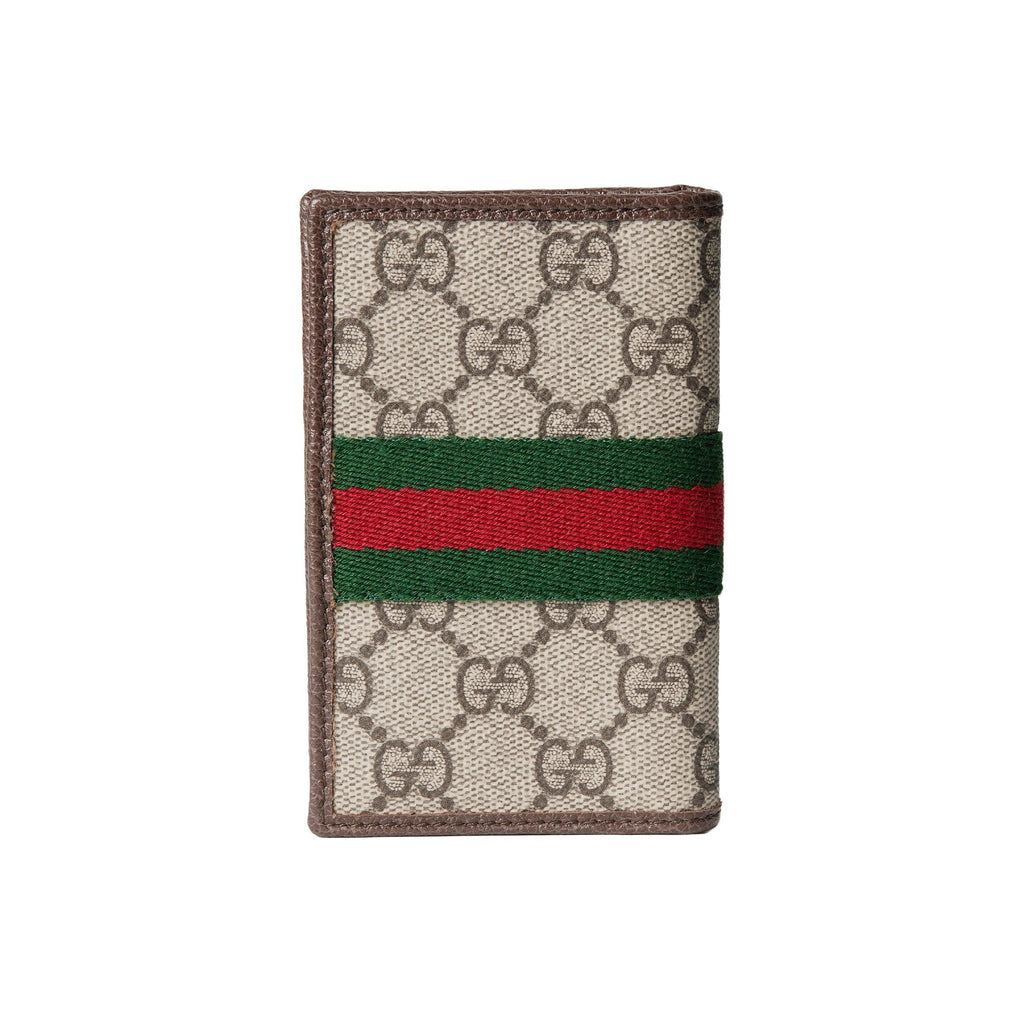 GUCCI Ophidia Men's Beige & Dark Brown Coated Fabric Long Card Holder | 834691