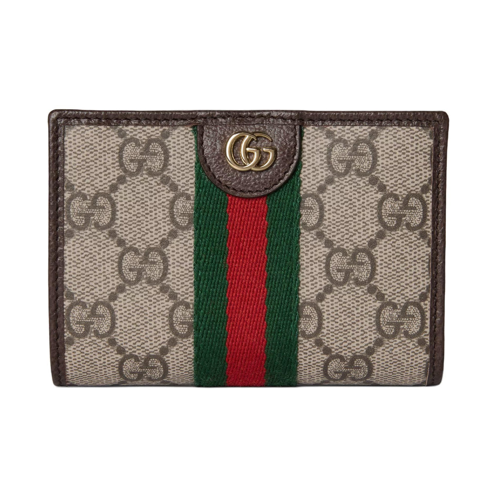 GUCCI Ophidia Women's Beige & Dark Brown GG Canvas Wallet | 838468