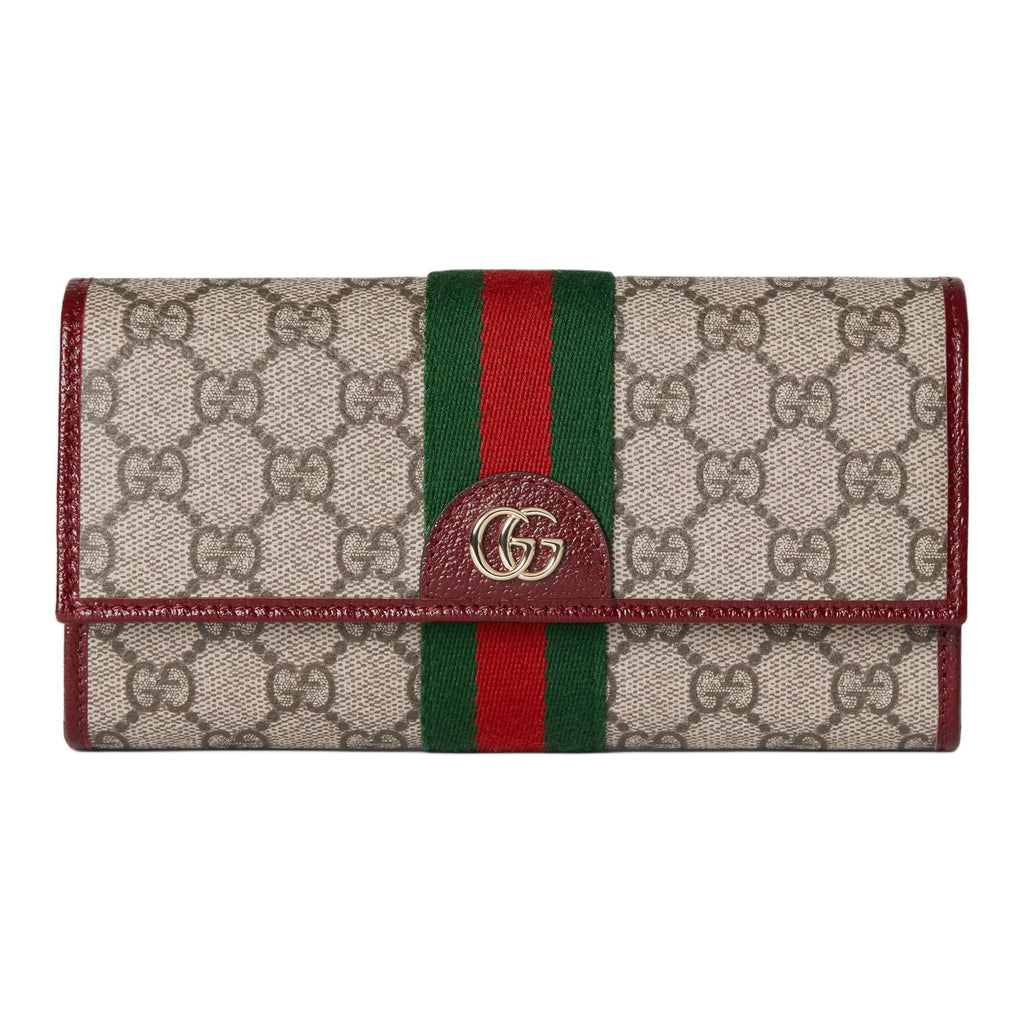 GUCCI Ophidia Women's Beige & Dark Brown Leather Wallet | 838485