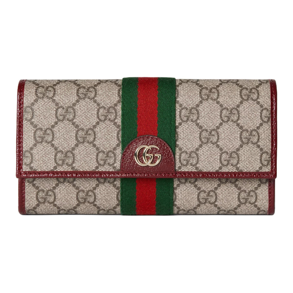GUCCI Ophidia Women's Beige & Dark Brown Leather Wallet | 838485