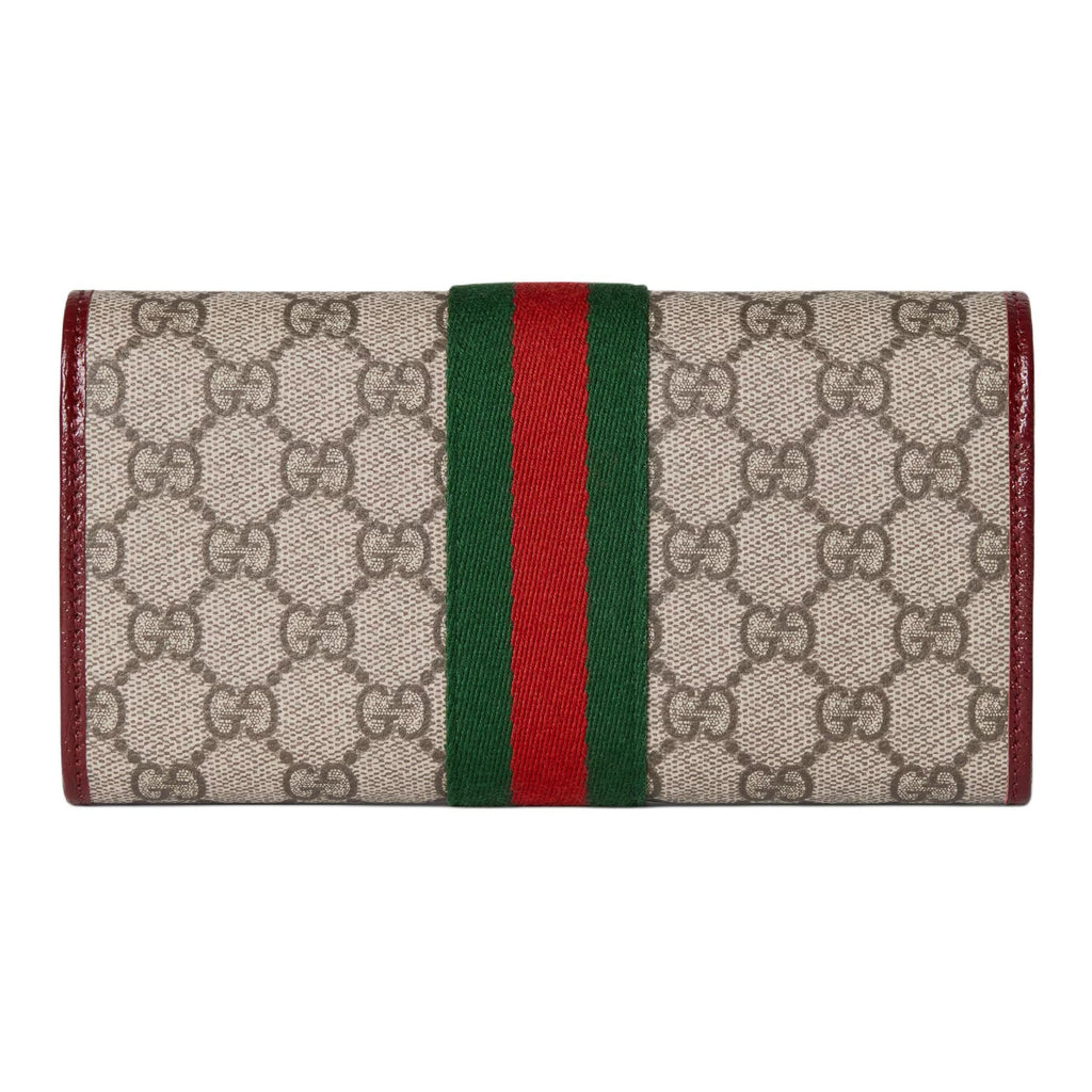 GUCCI Ophidia Women's Beige & Dark Brown Leather Wallet | 838485