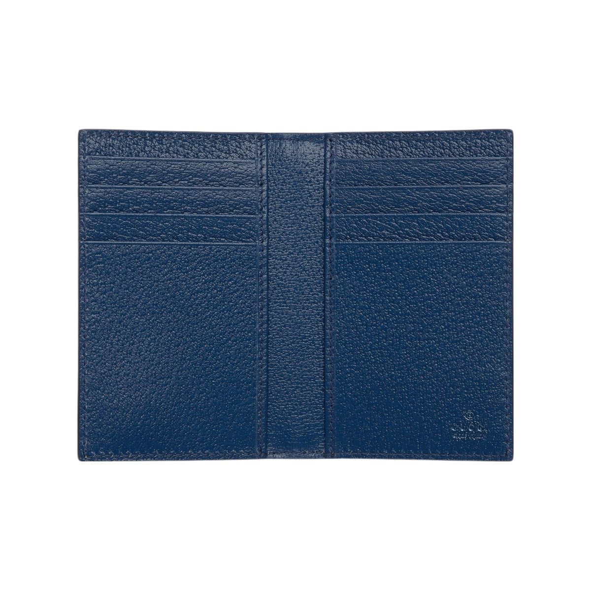 GUCCI GG Supreme Men's Blue & Brown Canvas Flap Card Holder with Leather Trim | 768249
