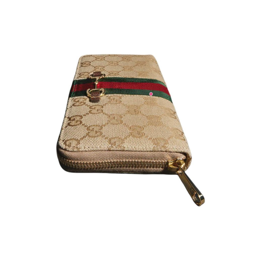 GUCCI Horsebit Women's Sand GG Print Canvas Wallet | 867124
