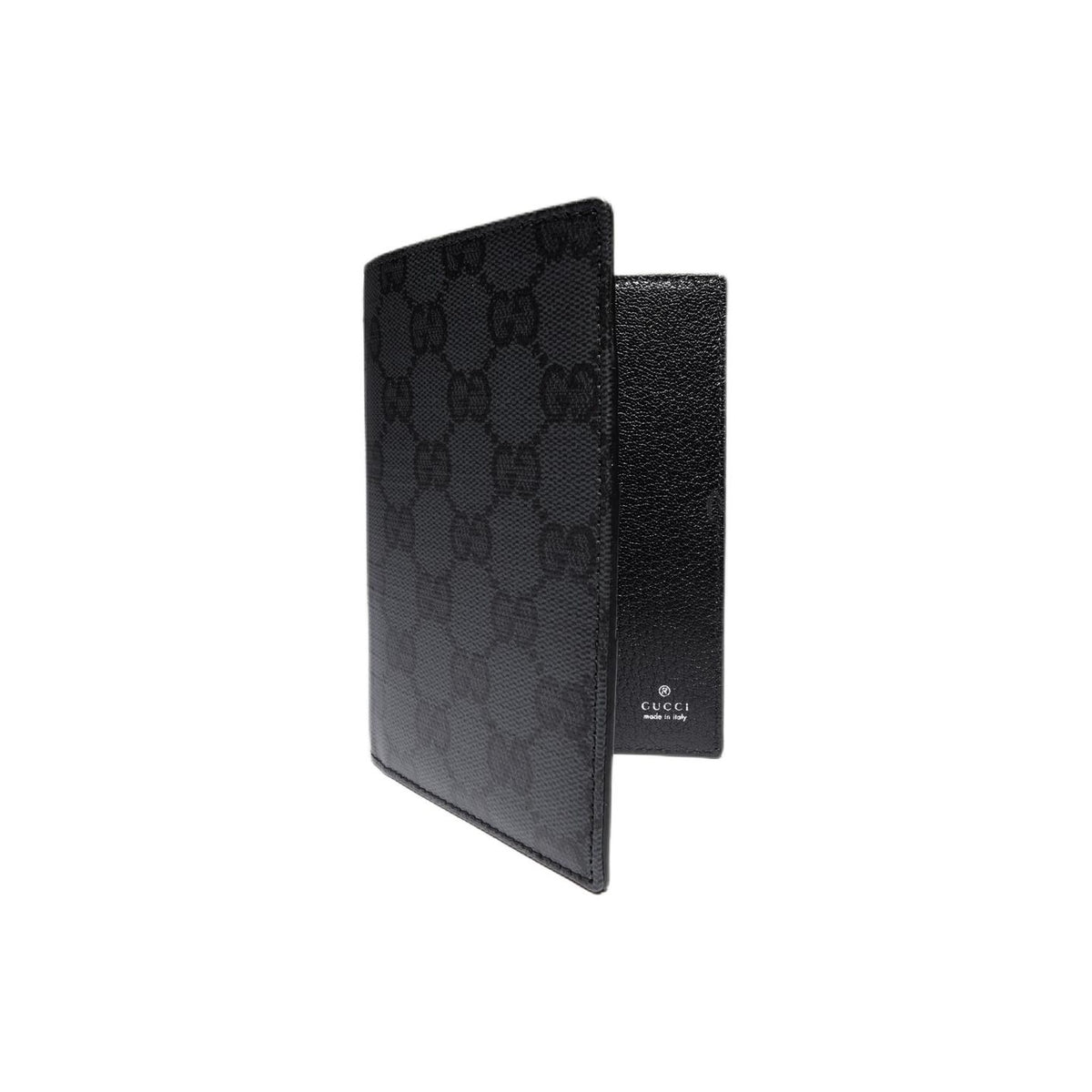 GUCCI Essence Classic Women's Black GG Coated Canvas Passport Holder | 876432
