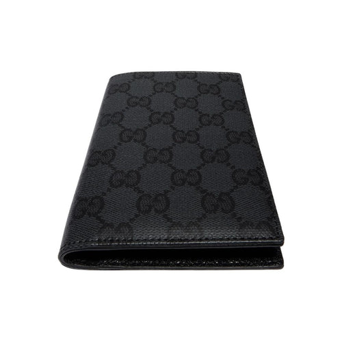 GUCCI Essence Classic Women's Black GG Coated Canvas Passport Holder | 876432