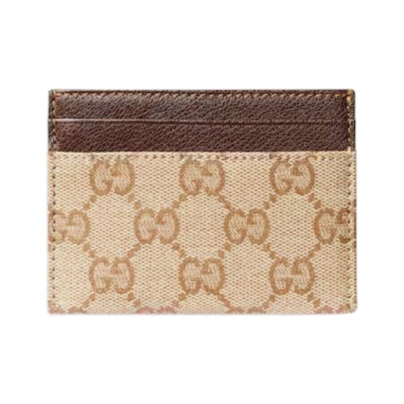 GUCCI Unisex Sand & Brown Faux Leather Card Holder | A002F2