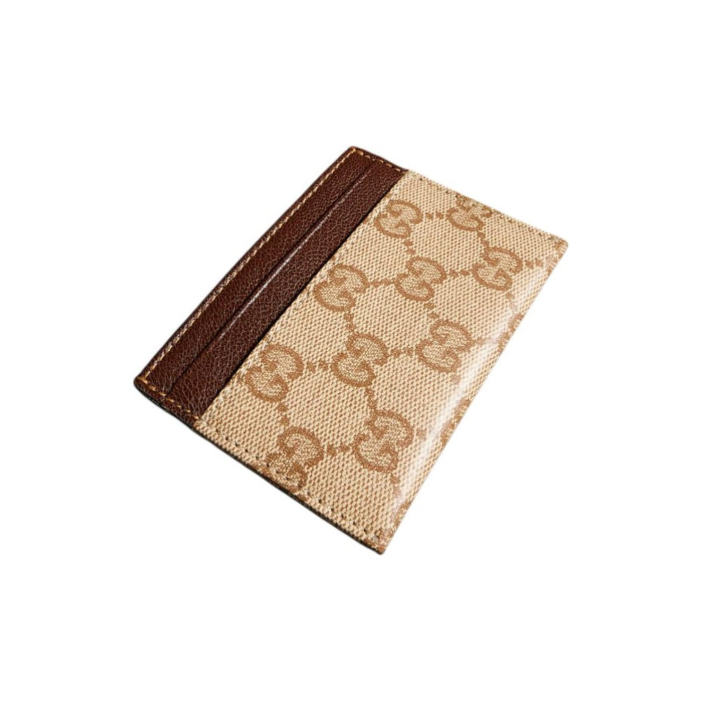 GUCCI Unisex Sand & Brown Faux Leather Card Holder | A002F2