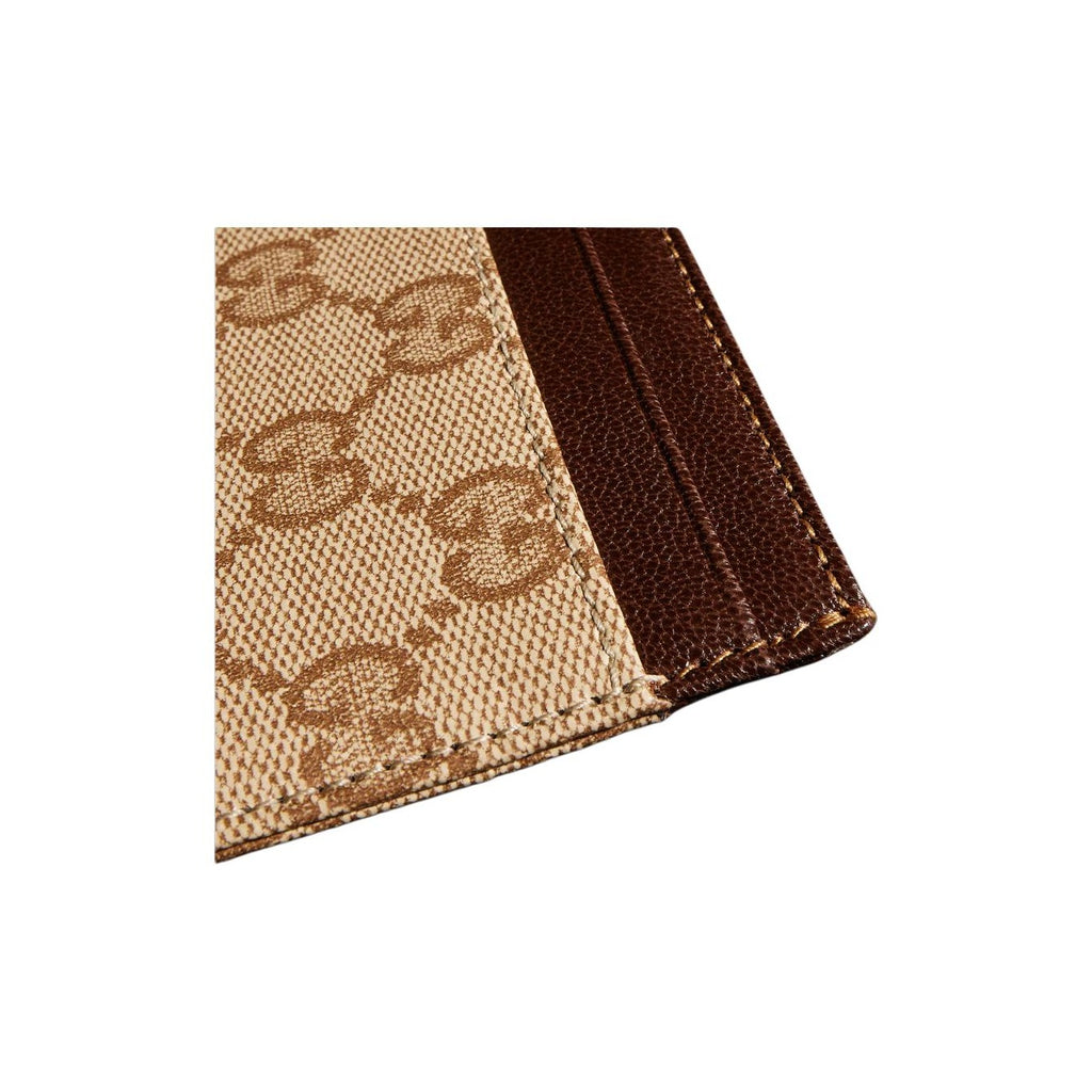 GUCCI Unisex Sand & Brown Faux Leather Card Holder | A002F2