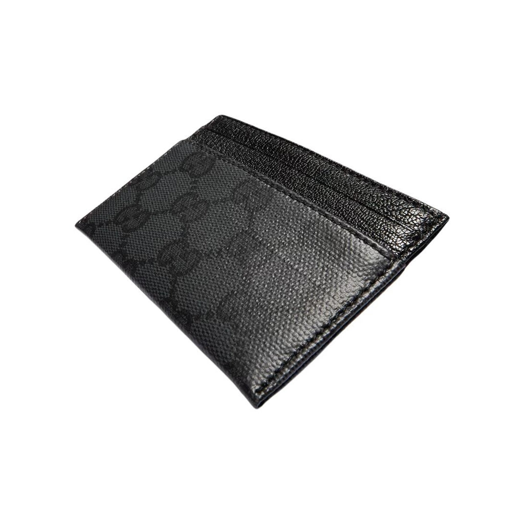 GUCCI Men's Black Coated Canvas Card Holder with Silver-Foil Logo | A002F2
