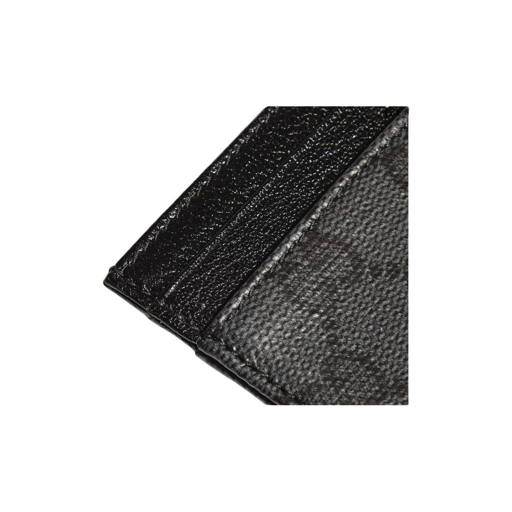 GUCCI Men's Black Coated Canvas Card Holder with Silver-Foil Logo | A002F2