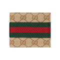 GUCCI Unisex Sand & Brown GG Canvas Bifold Wallet with Web Detail | 867335