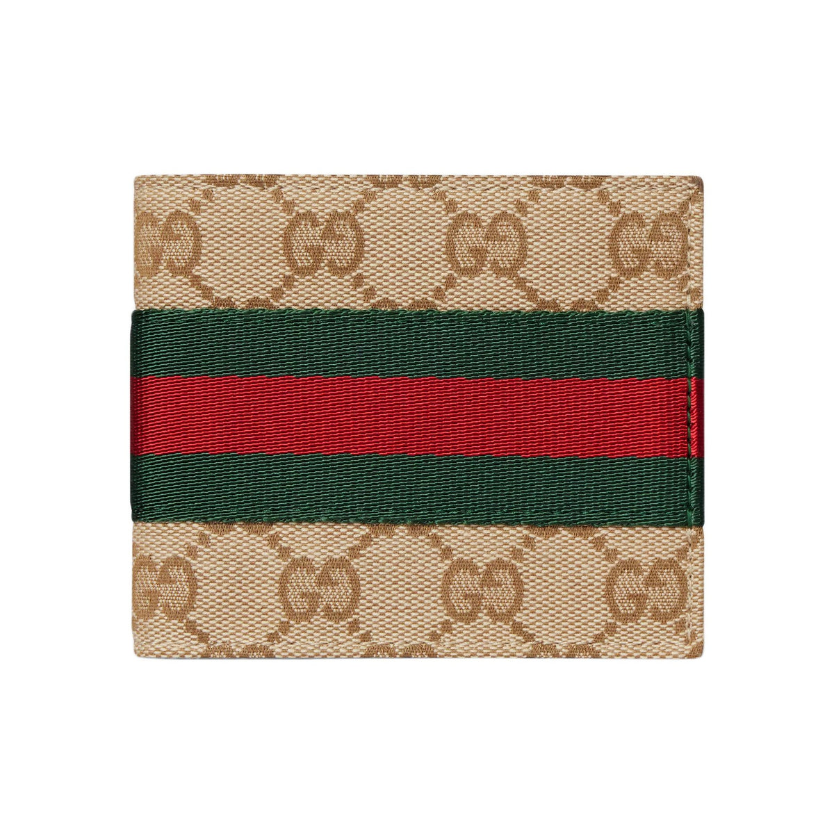 GUCCI Unisex Sand & Brown GG Canvas Bifold Wallet with Web Detail | 867335