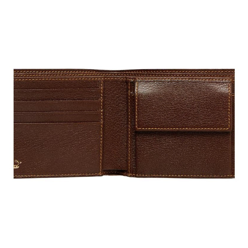 GUCCI Men's Sand & Dark Brown GG Canvas Wallet with Web Detail | 867341