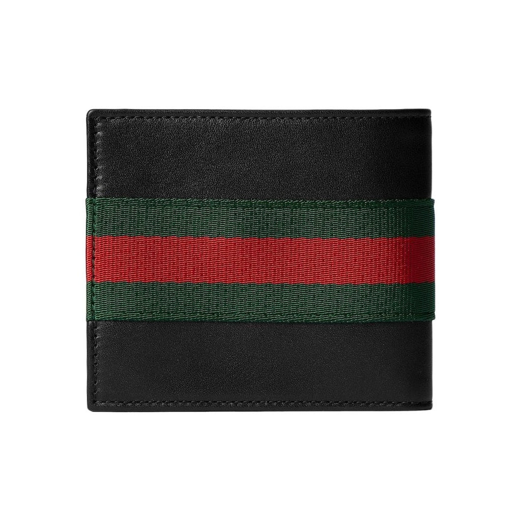 GUCCI Men's Black Leather Wallet with Red & Green Stripe Detail | 867283