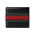 GUCCI WebTrademark Men's Black Soft Leather Bifold Wallet | 867269