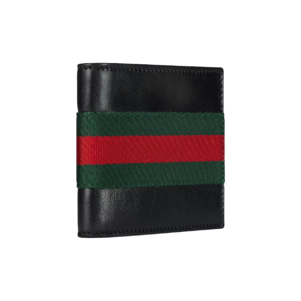 GUCCI WebTrademark Men's Black Soft Leather Bifold Wallet | 867269