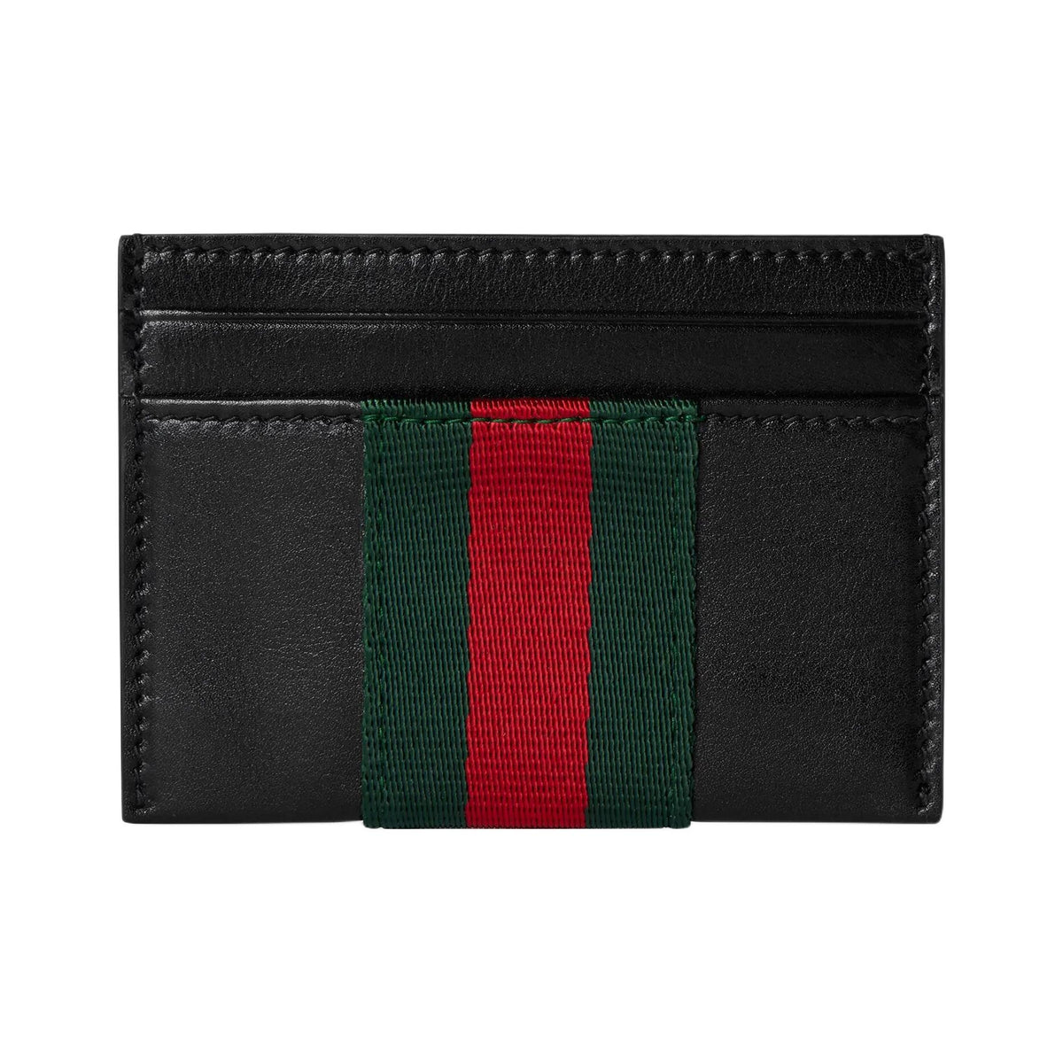 GUCCI TrademarkWeb Men's Black Soft Leather Card Holder | 867277