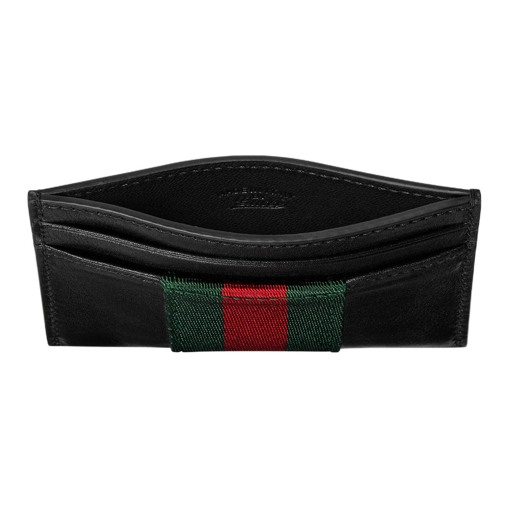 GUCCI TrademarkWeb Men's Black Soft Leather Card Holder | 867277