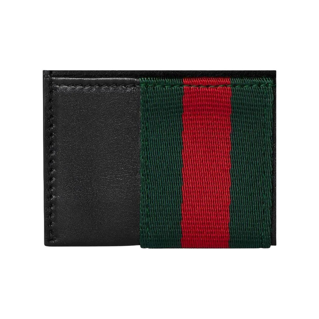 GUCCI TrademarkWeb Men's Black Soft Leather Card Holder | 867277