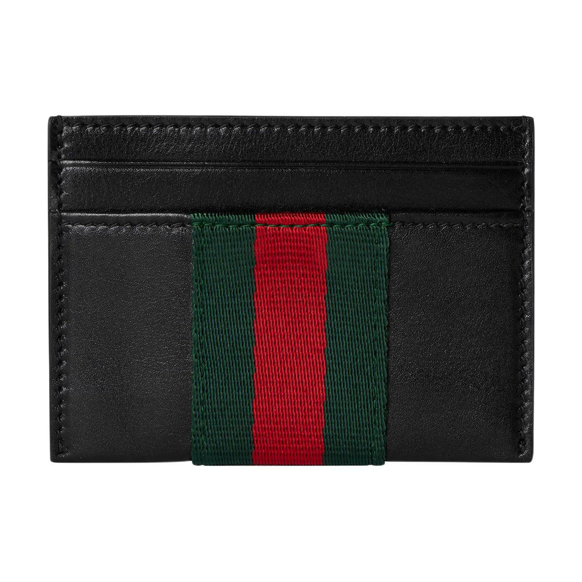 GUCCI TrademarkWeb Men's Black Soft Leather Card Holder | 867277