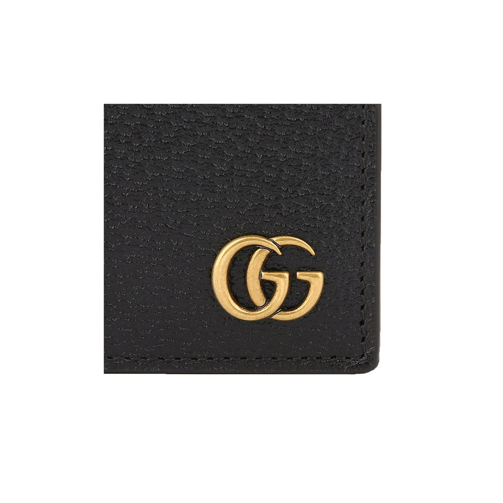 GUCCI Marmont Men's Black Leather Compact Bifold Wallet with Coin Pocket | 428725