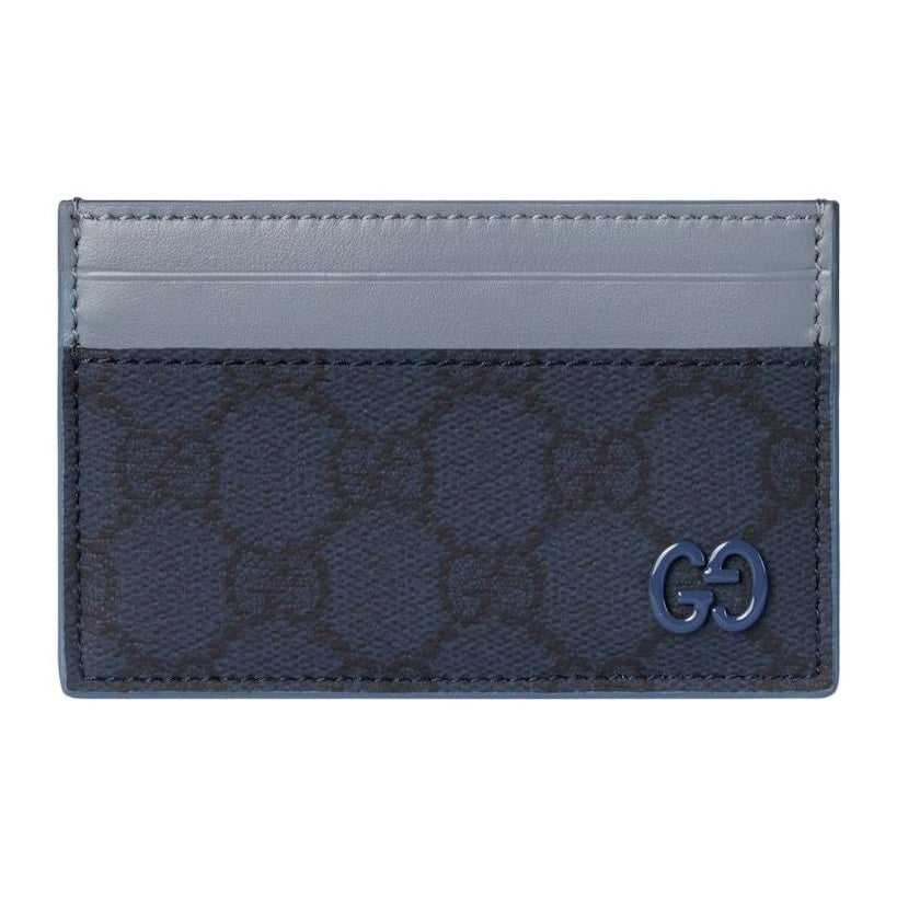 GUCCI GG Supreme Women's Dark Blue Leather Card Holder | 768248