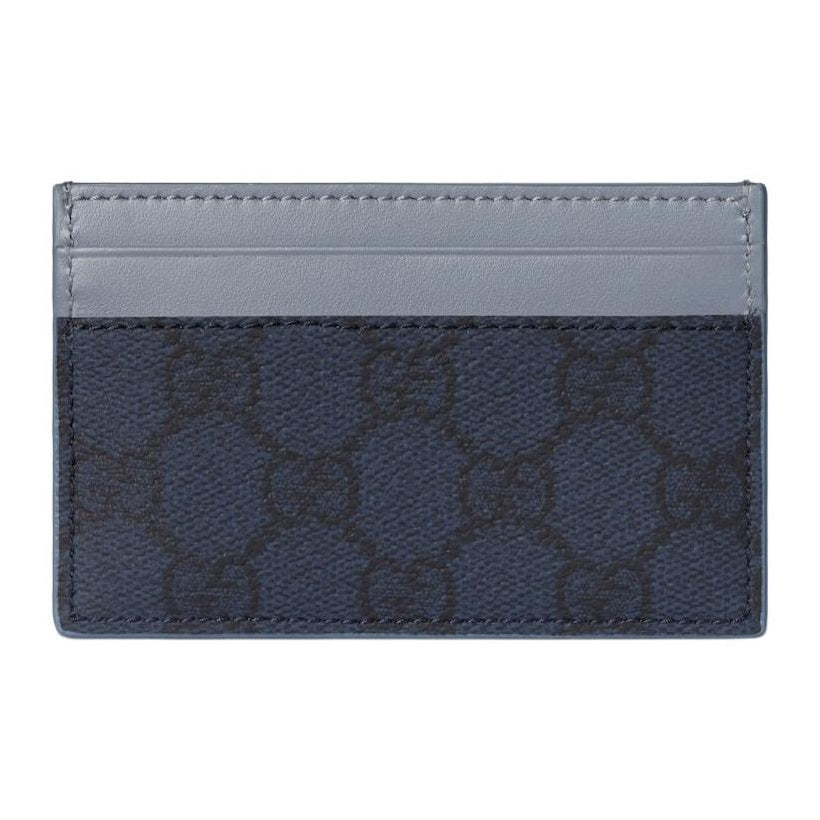GUCCI GG Supreme Women's Dark Blue Leather Card Holder | 768248