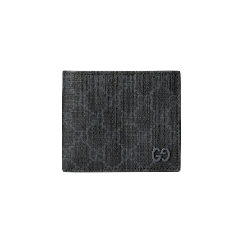 GUCCI GG Supreme Men's Black Canvas & Leather Flap Wallet | 768243