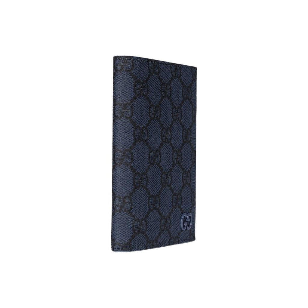 GUCCI GG Supreme Women's Dark Blue Leather Passport Holder | 795229