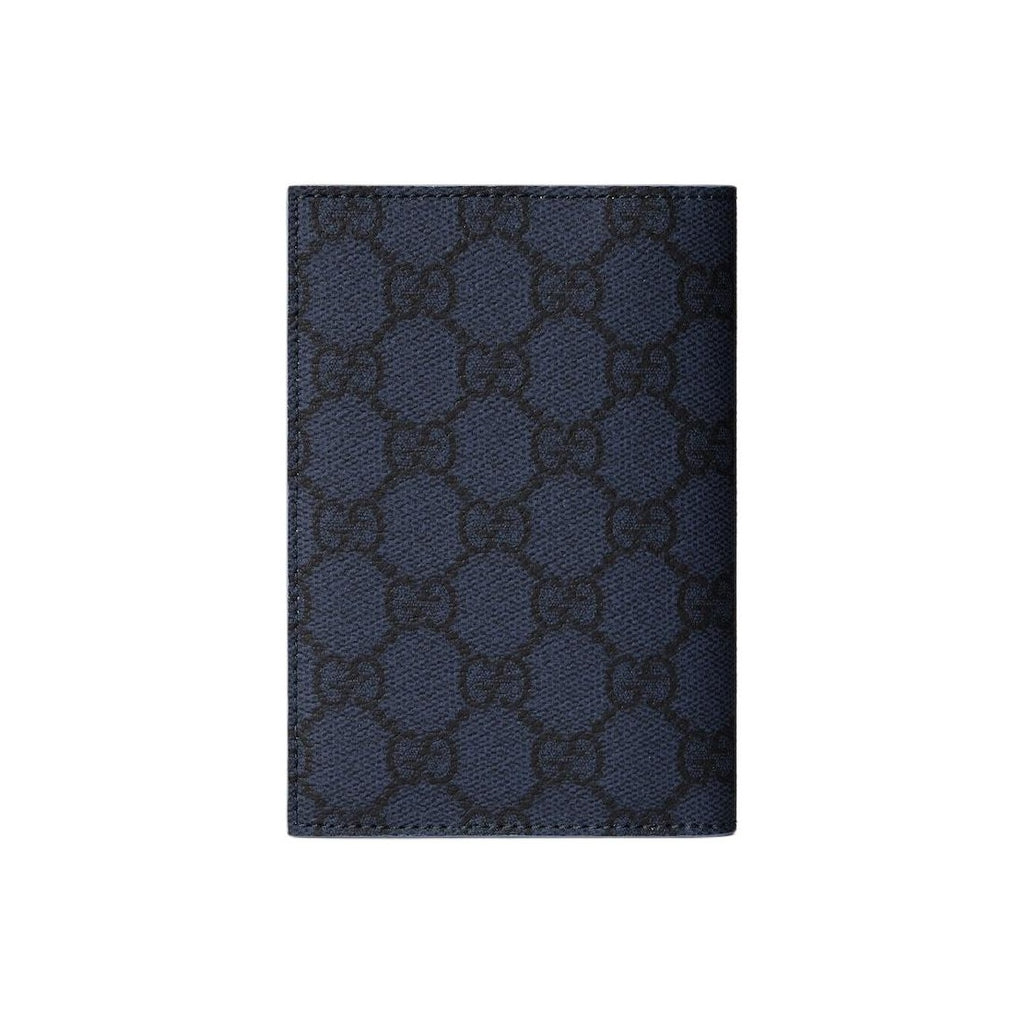 GUCCI GG Supreme Women's Dark Blue Leather Passport Holder | 795229