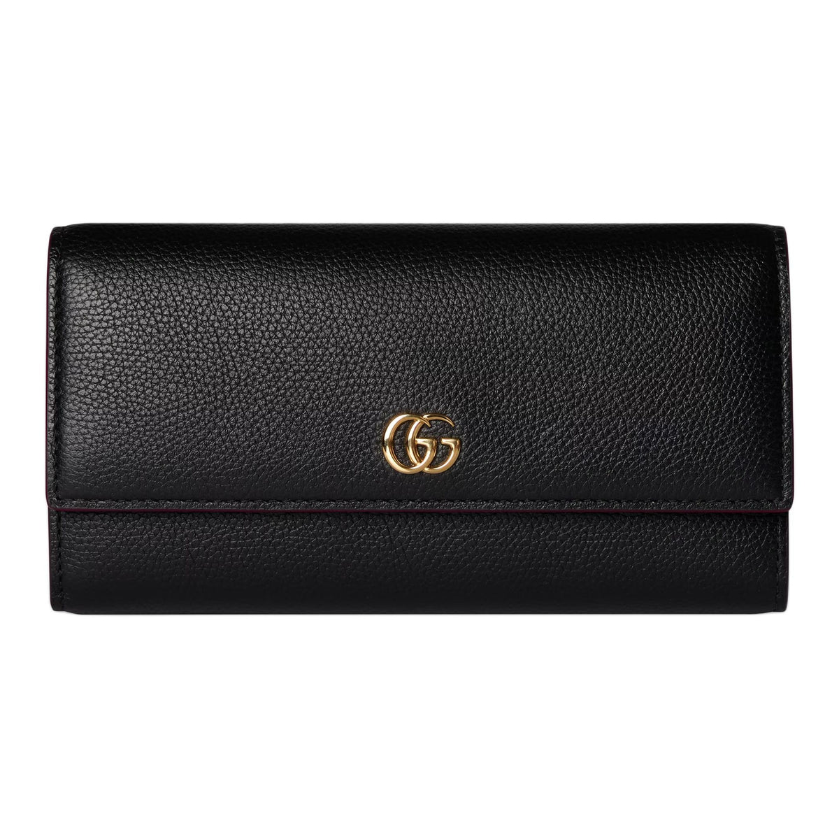 GUCCI GG Marmont Women's Black & Red Cowhide Leather Snap Wallet | 456116