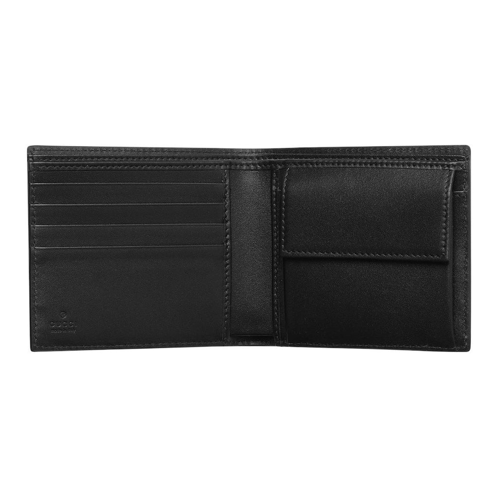 GUCCI GG Emblem Men's Black Smooth Leather Wallet | 850177