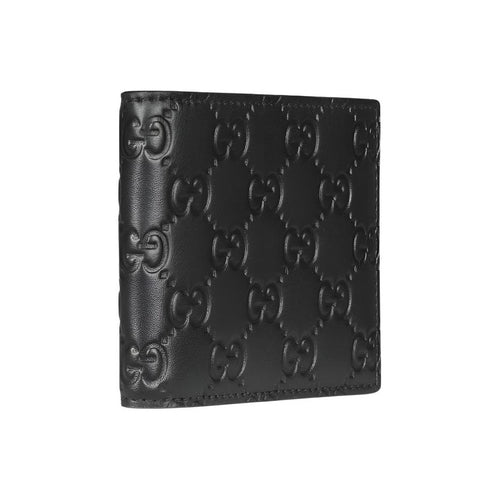 GUCCI GG Emblem Men's Black Cowhide Leather Bifold Wallet | 850175