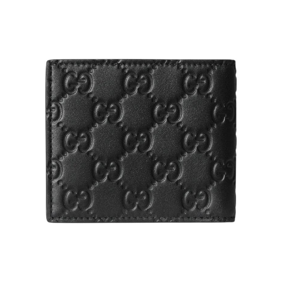 GUCCI GG Emblem Men's Black Cowhide Leather Bifold Wallet | 850175