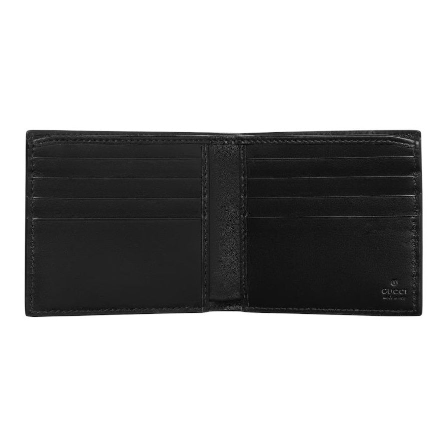 GUCCI GG Emblem Men's Black Cowhide Leather Bifold Wallet | 850175