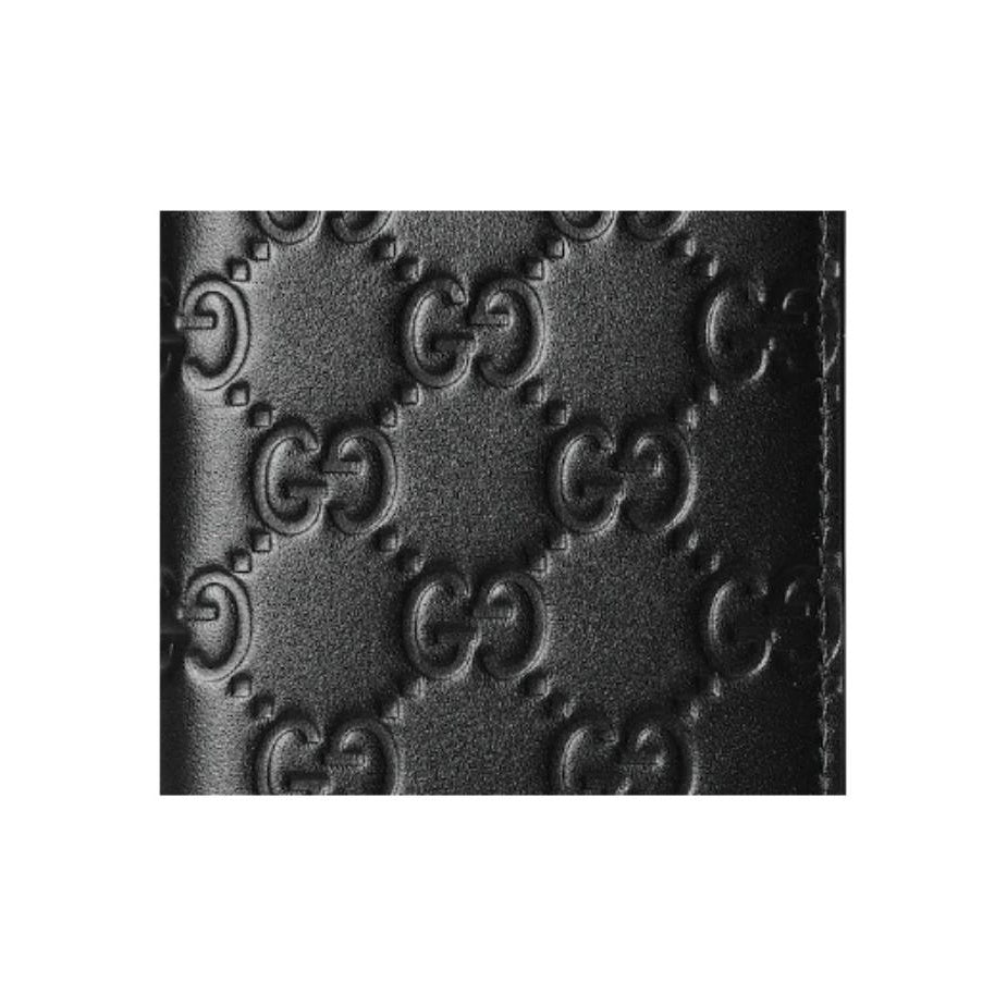 GUCCI GG Emblem Women's Black Cowhide Leather Card Holder Wallet | 850183