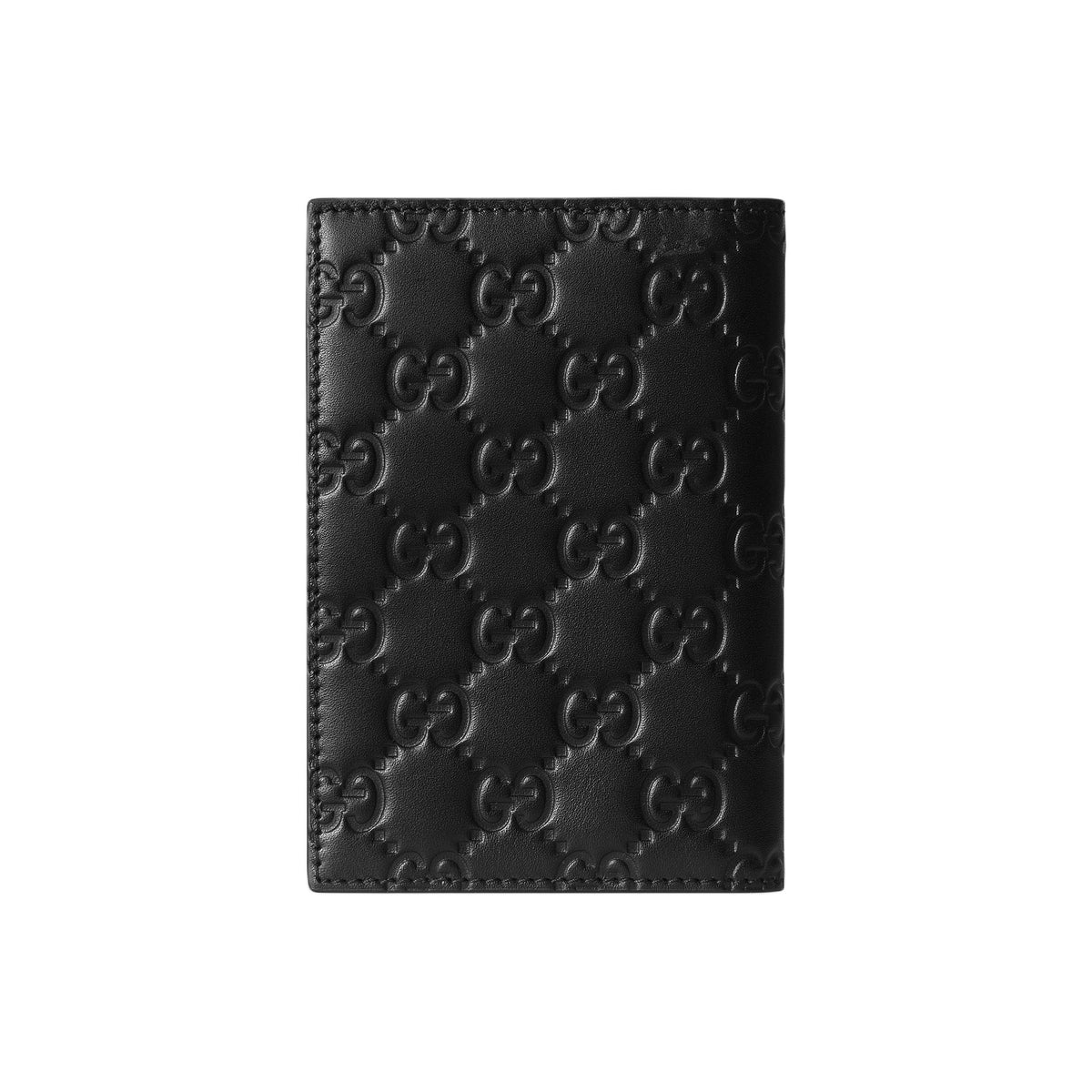 GUCCI GG Emblem Women's Black Smooth Leather Card Holder | 850184
