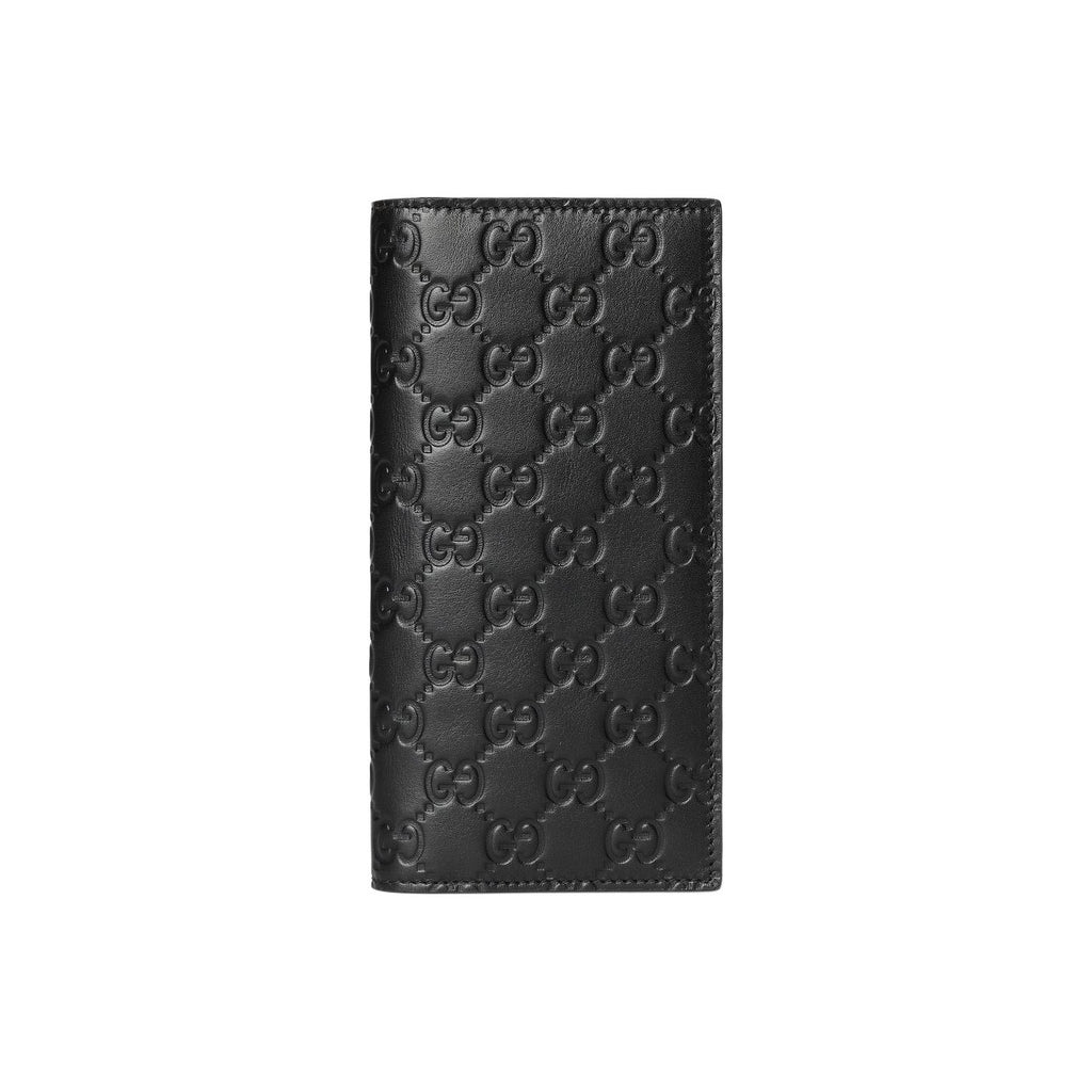 GUCCI GG Emblem Men's Black Smooth Leather Long Wallet | 850178