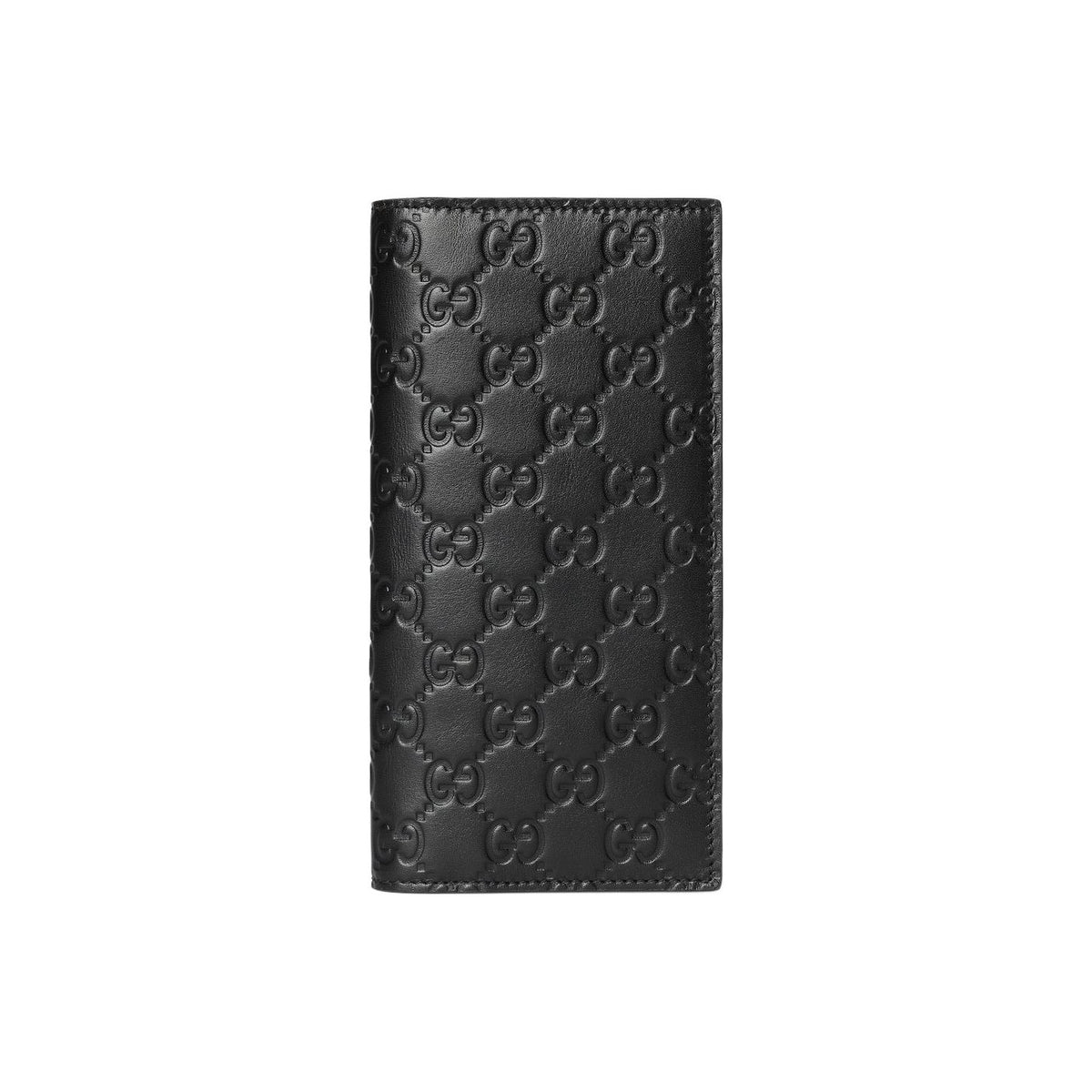 GUCCI GG Emblem Men's Black Smooth Leather Long Wallet | 850178