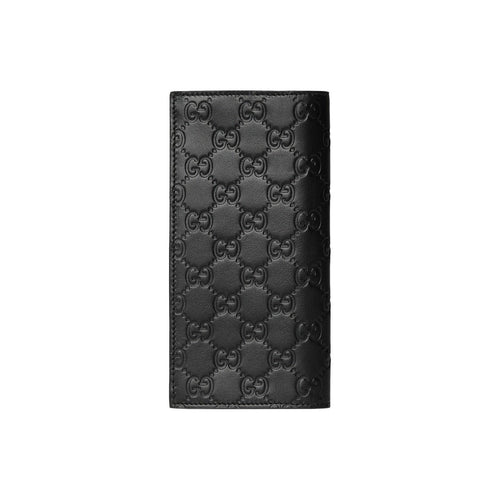 GUCCI GG Emblem Men's Black Smooth Leather Long Wallet | 850178