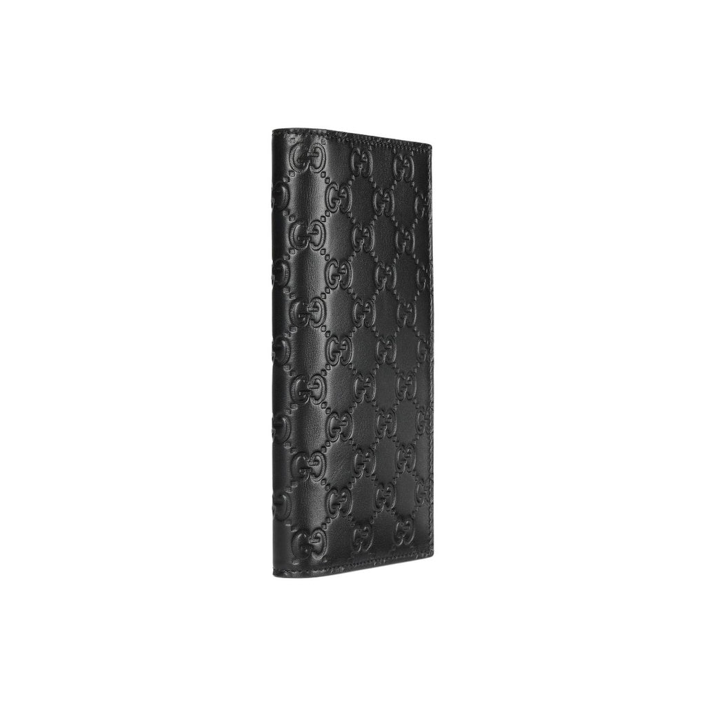 GUCCI GG Emblem Men's Black Smooth Leather Long Wallet | 850178